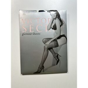 Victorias Secret Glamour Sheers Lace‎ Top Thigh Highs Almost Black Small